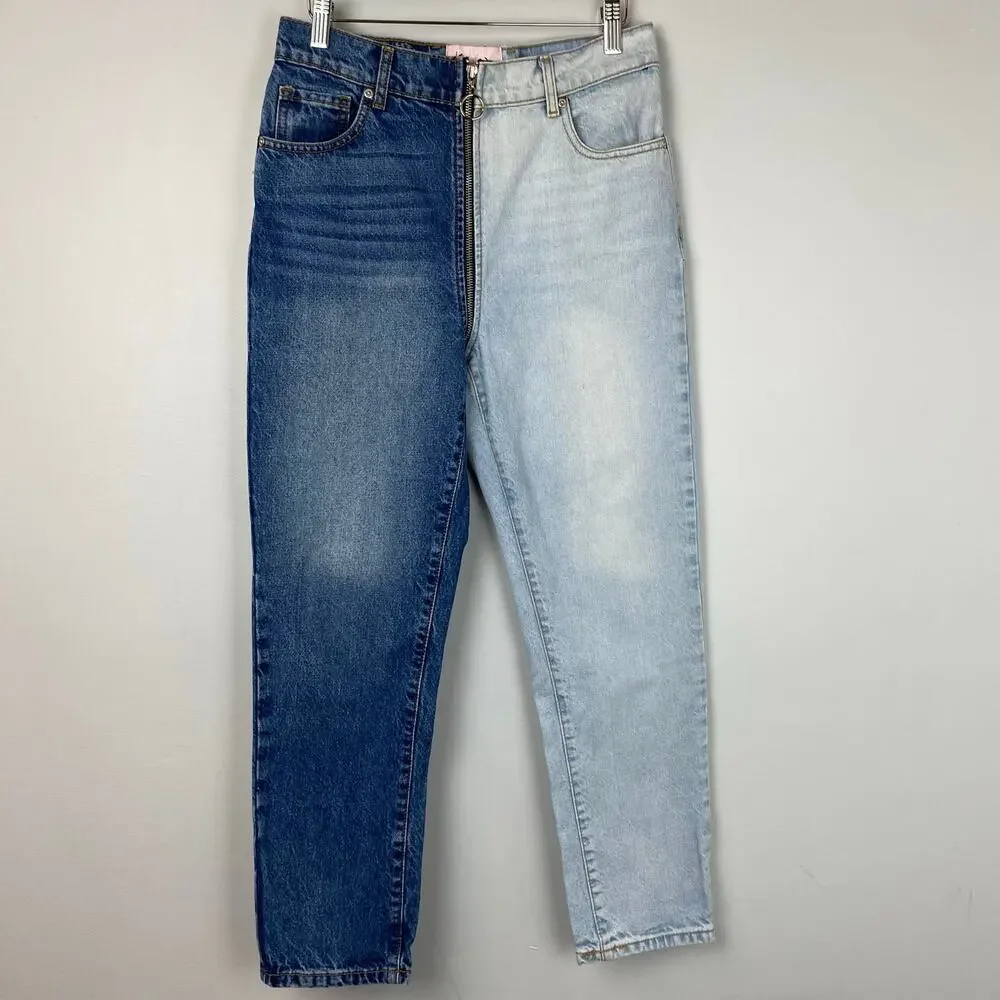 Revice Denim Yin Yang Two-Tone High Waisted Zipper Jeans In Tokyo Wash Size 28 - Picture 4 of 11